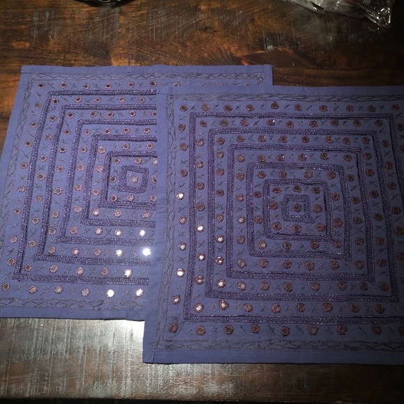 New Navy Blue Boho Embroidered covers (Set of 2) - Picture 3 of 15
